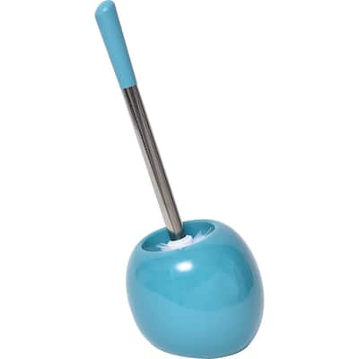 Bath Free Standing Toilet Bowl Brush and Holder PISE Turquoise Blue