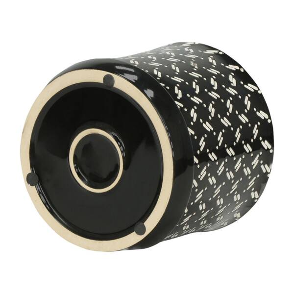 Liv & Skye 6 in. and 8 in. Black Ceramic Dots Saucer Decorative