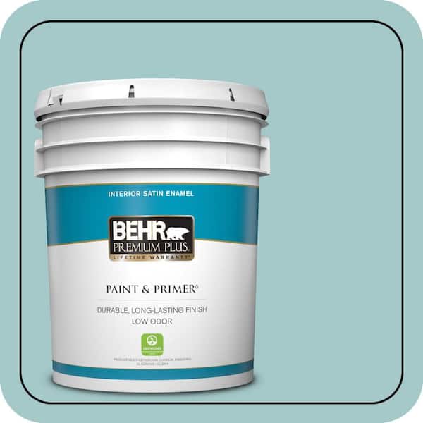 BEHR PREMIUM PLUS 5 gal. #PPU13-10 Ocean Boulevard Satin Enamel Low Odor Interior Paint & Primer