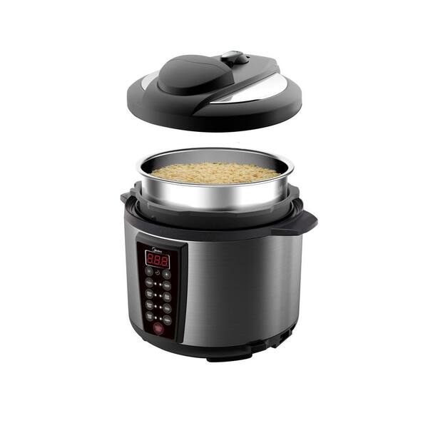 Midea 6 Qt. Pressure Cooker in Black/Stainless Steel