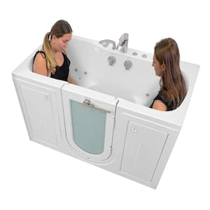 Tub4Two 60 in. Whirlpool and Air Bath Walk-In Bathtub in White, Foot Massage, Heated Seats, Fast Fill Faucet, Dual Drain