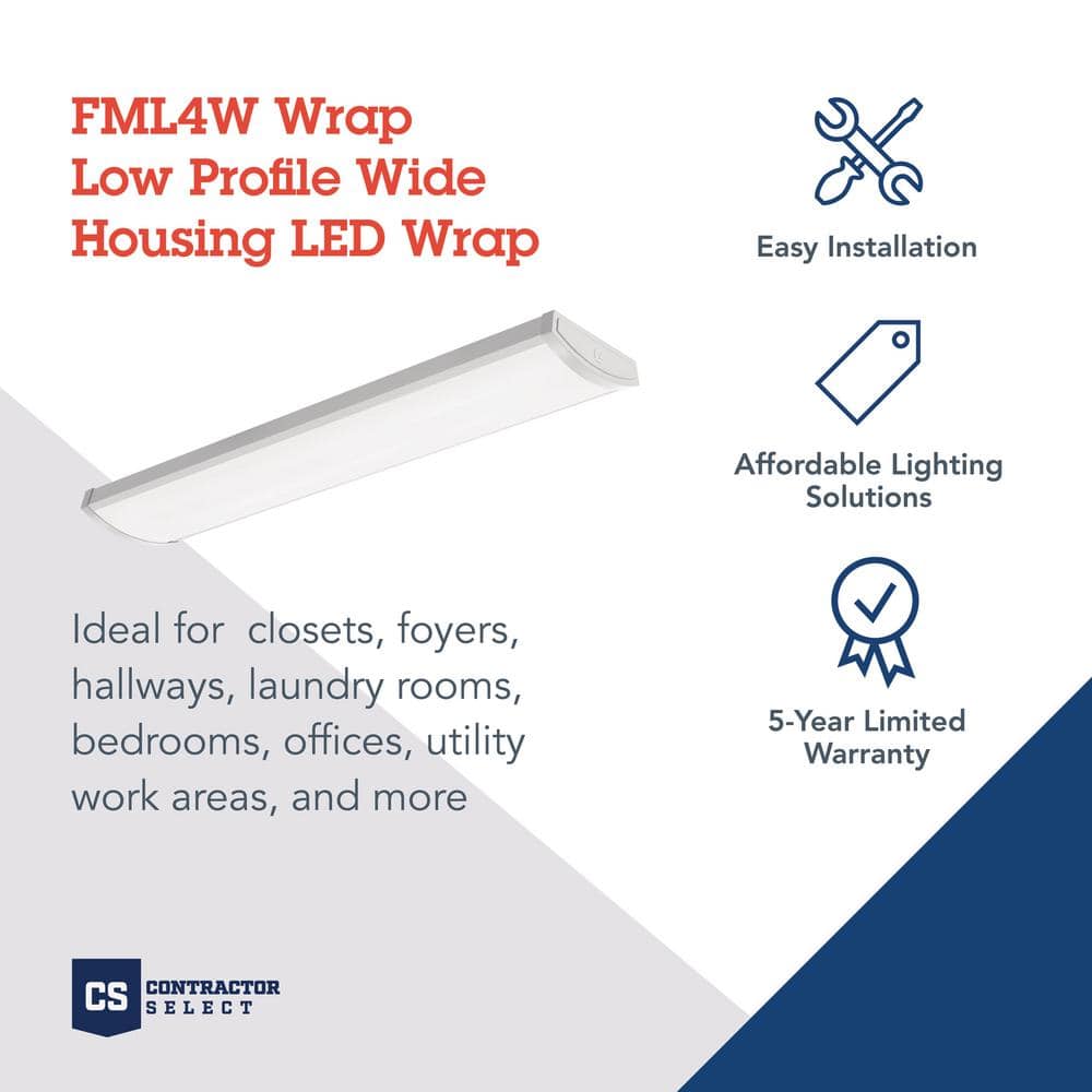 White 4-Foot Steel LED Wraparound Light with Dimming