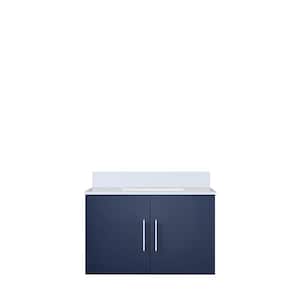 Geneva 30 in. W x 22 in. D Navy Blue Bath Vanity and Cultured Marble Top