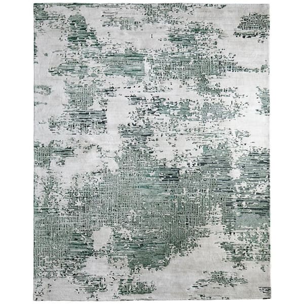 Green 9 x 12 ft. Tufted Abstract Rectangle Indoor Area Rug