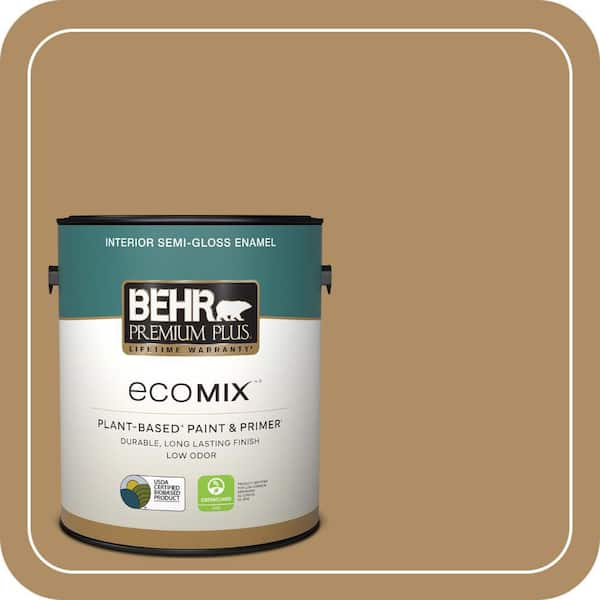 1 gal. #300F-5 Brown Rabbit Semi-Gloss Enamel EcoMix Plant-Based Interior Paint & Primer