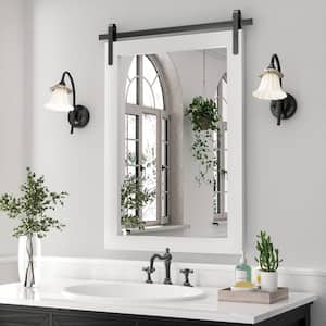 22 in. W x 30 in. H Large Square Mirrors Wood Framed Mirrors Wall Mirrors Bathroom Vanity Mirror Barn Mirror in White