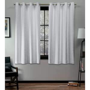 Kilberry Winter White Nature Woven Room Darkening Grommet Top Curtain, 52 in. W x 63 in. L (Set of 2)