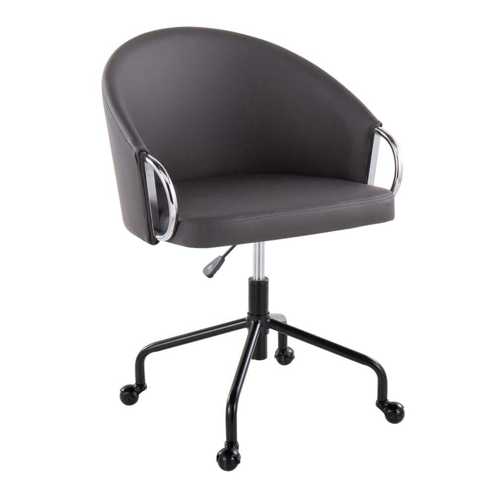 Claire Grey Faux Leather Swivel Task Chair with Chrome Base