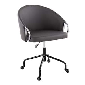 Claire Faux Leather Adjustable Height Task Chair in Grey Faux Leather and Chrome Metal