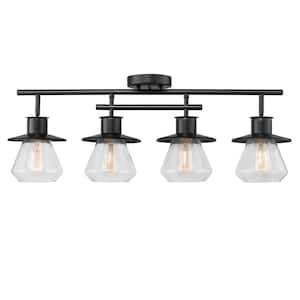 Nate 2 ft. 4-Light Dark Bronze Track Lighting Kit with Clear Glass Shades