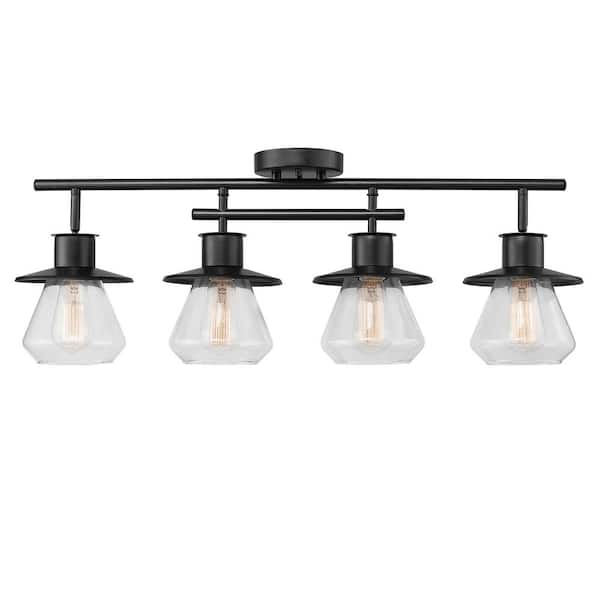 Globe Electric Nate 2 ft. 4-Light Dark Bronze Track Lighting Kit with Clear Glass Shades