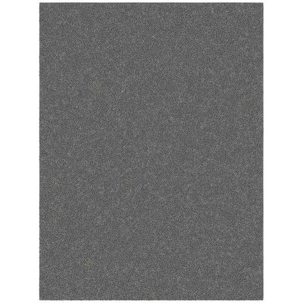 Ottomanson Shaggy Collection Non-Slip Rubberback Solid Soft Grey 5 ft. x 7 ft. Indoor Area Rug
