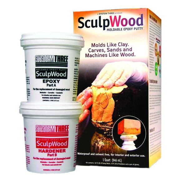 SYSTEM THREE Sculpwood 1 qt. 2 Part Epoxy Putty Kit with 16 oz. Resin and 16 oz. Hardener