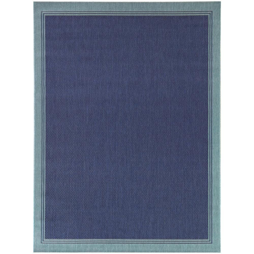 Hampton Bay Terrace Blue 5 ft. x 7 ft. Border Indoor/Outdoor Area Rug