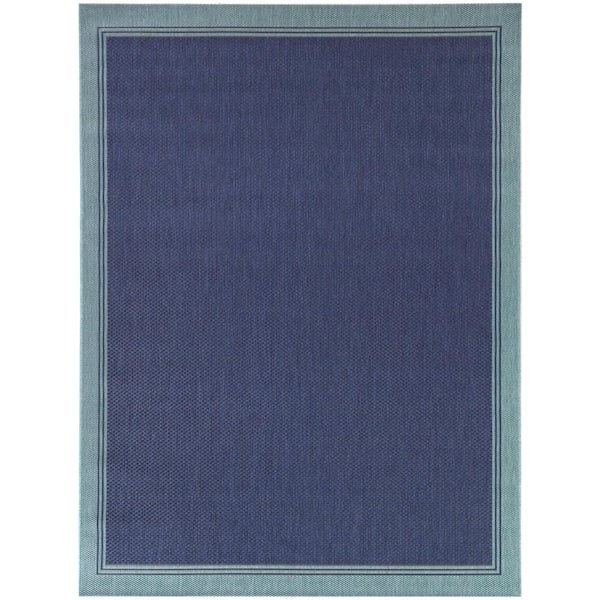 Hampton Bay Terrace Blue 5 ft. x 7 ft. Border Indoor/Outdoor Area Rug