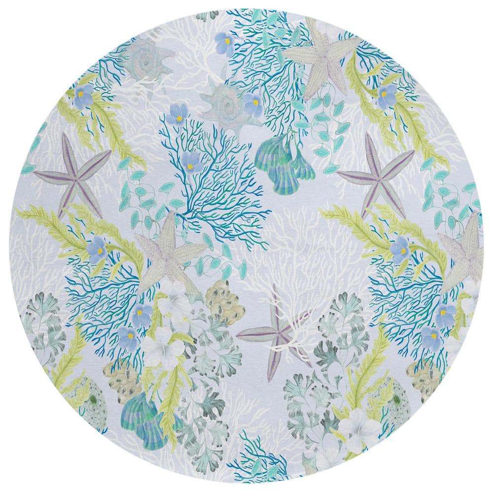 Surfside 8 ft. x 8 ft. Gray Geometric Indoor/Outdoor Area Rug