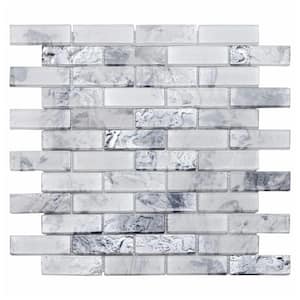 Verre 10.63 in. x 11.7 in. Matte White Glass Mosaic Wall and Floor Tile (8.6 sq. ft./Case) - 10 pack