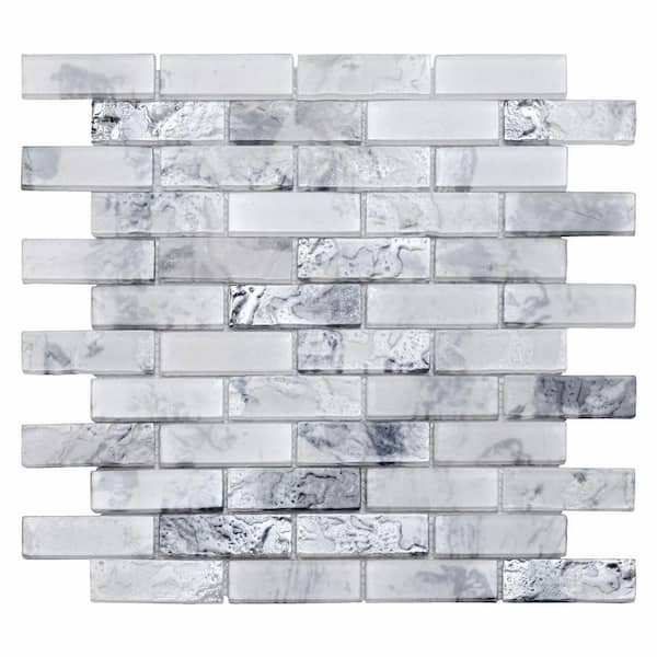 Apollo Tile Verre 10.63 in. x 11.7 in. Matte White Glass Mosaic Wall and Floor Tile (8.6 sq. ft./Case) - 10 pack