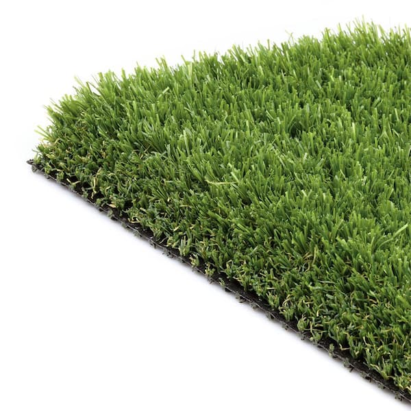 Unbranded 15 ft. W x Cut to Length Green and Tan Quick Draining Artificial Grass Turf