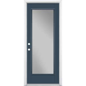 32 in. x 80 in. Full Lite Night Tide Right-Hand Inswing Painted Smooth Fiberglass Prehung Front Door w/ Brickmold