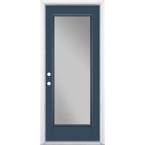 Masonite 32 in. x 80 in. Full Lite Night Tide Right-Hand Inswing Painted Smooth Fiberglass Prehung Front Door w/ Brickmold