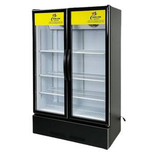 39 in. W 16.5 cu. ft. Commercial Upright Display 2-Glass Swing Door Beverage Cooler Refrigerator in Black