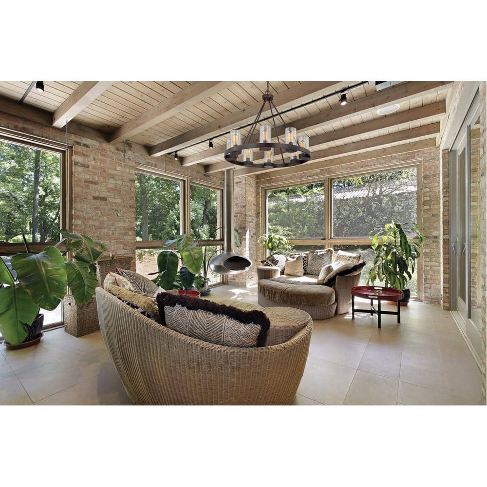 Inman 32" Bronze Outdoor Chandelier with Glass Shades