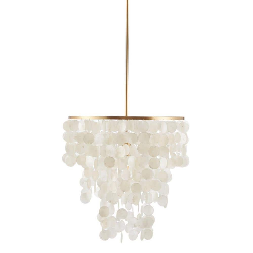1-Light White Capiz and Metal Finish Layered Design Chandelier For Living Room with No Bulbs Included price history on PriceWatchPro