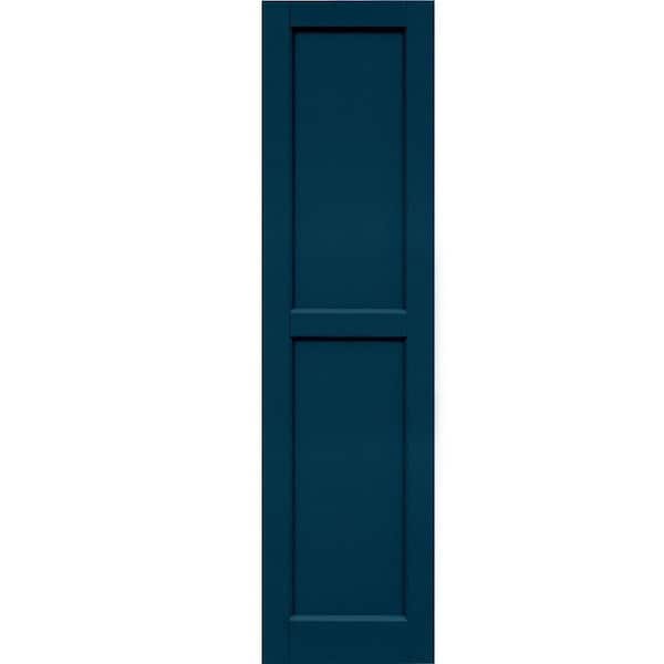Winworks Wood Composite 15 in. x 58 in. Contemporary Flat Panel Shutters Pair #637 Deep Sea Blue