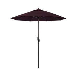 7.5 ft. Bronze Aluminum Market Auto-Tilt Crank Lift Patio Umbrella in Purple Pacifica
