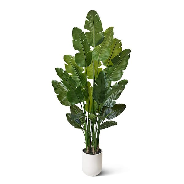 8 ft. Artificial Bird of Paradise Tree with White Planter, Realistic Look and Perfect for Home Decor or Office