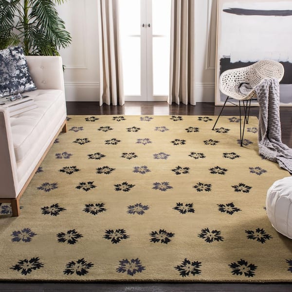 Soho 10 ft. x 14 ft. Sage/Black Contemporary Scattered Floral Area Rug
