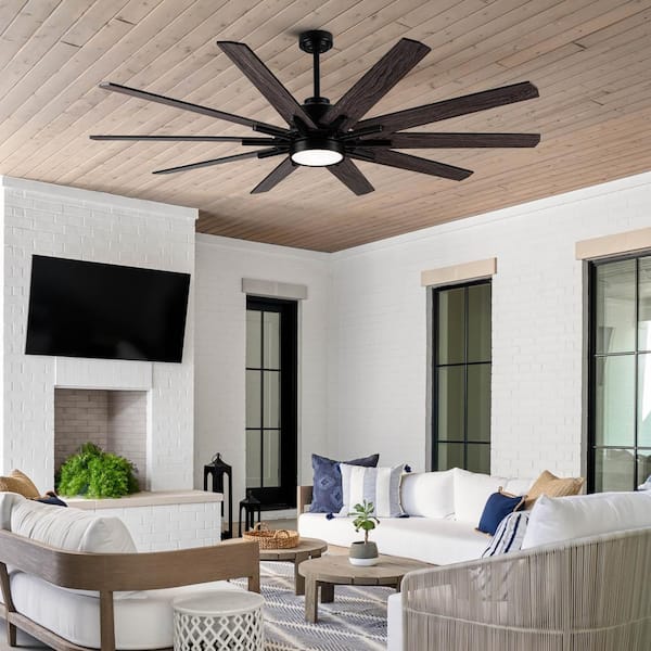 YUHAO 72 in. Modern Integrated LED Indoor Black Ceiling Fan with