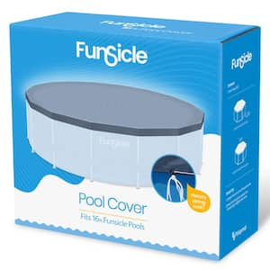 16 ft. x 16 ft. Round Gray for Above Ground Pool Frame Safety Cover with String Lock, Accessory Only