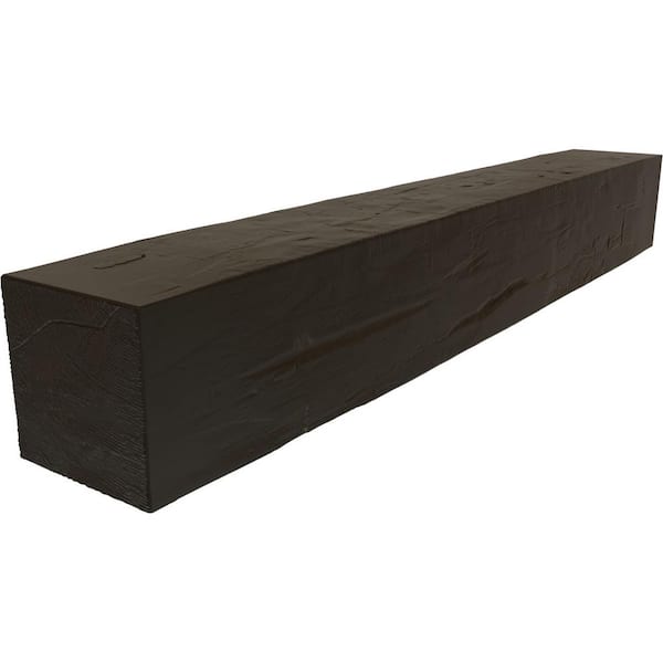 Ekena Millwork 4 in. x 4 in. x 7 ft. Hand Hewn Faux Wood Beam Fireplace Mantel Natural Espresso