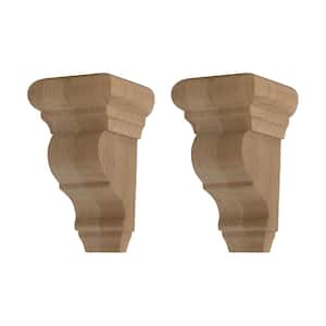 3 in. x 5 in. x 2-1/2 in. Unfinish North American Alder Wood Traditional Plain Corbel (2-Pack)