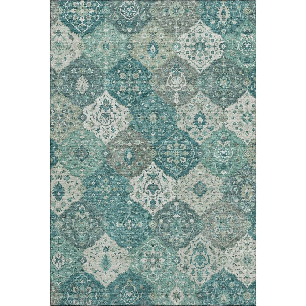 Mayfield Premium Machine Washable Abstract AMF2292 Teal 9 ft. x 12 ft. Area Rug price history on PriceWatchPro