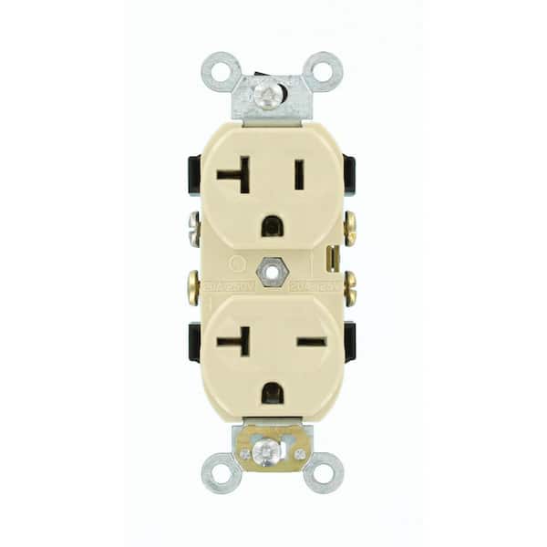 20 Amp 125/250 V NEMA 5-20R/6-20R Duplex Outlet/Receptacle, Ivory (1-Pack) 5842-I