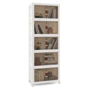 White 67 in. Accent Cabinet with Lockable Wheels 3 Pack Folding PP Home Organizer