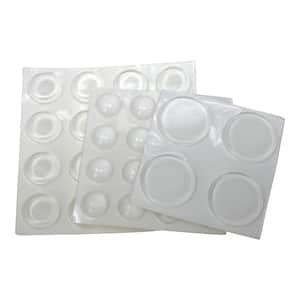 Clear Soft Rubber Like Plastic Self-Adhesive Assorted Round Bumpers (36-Pack)