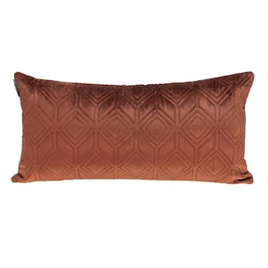 Aleta Orange Transitional Quilted Burnt 24 in. x 12 in. Throw Pillow