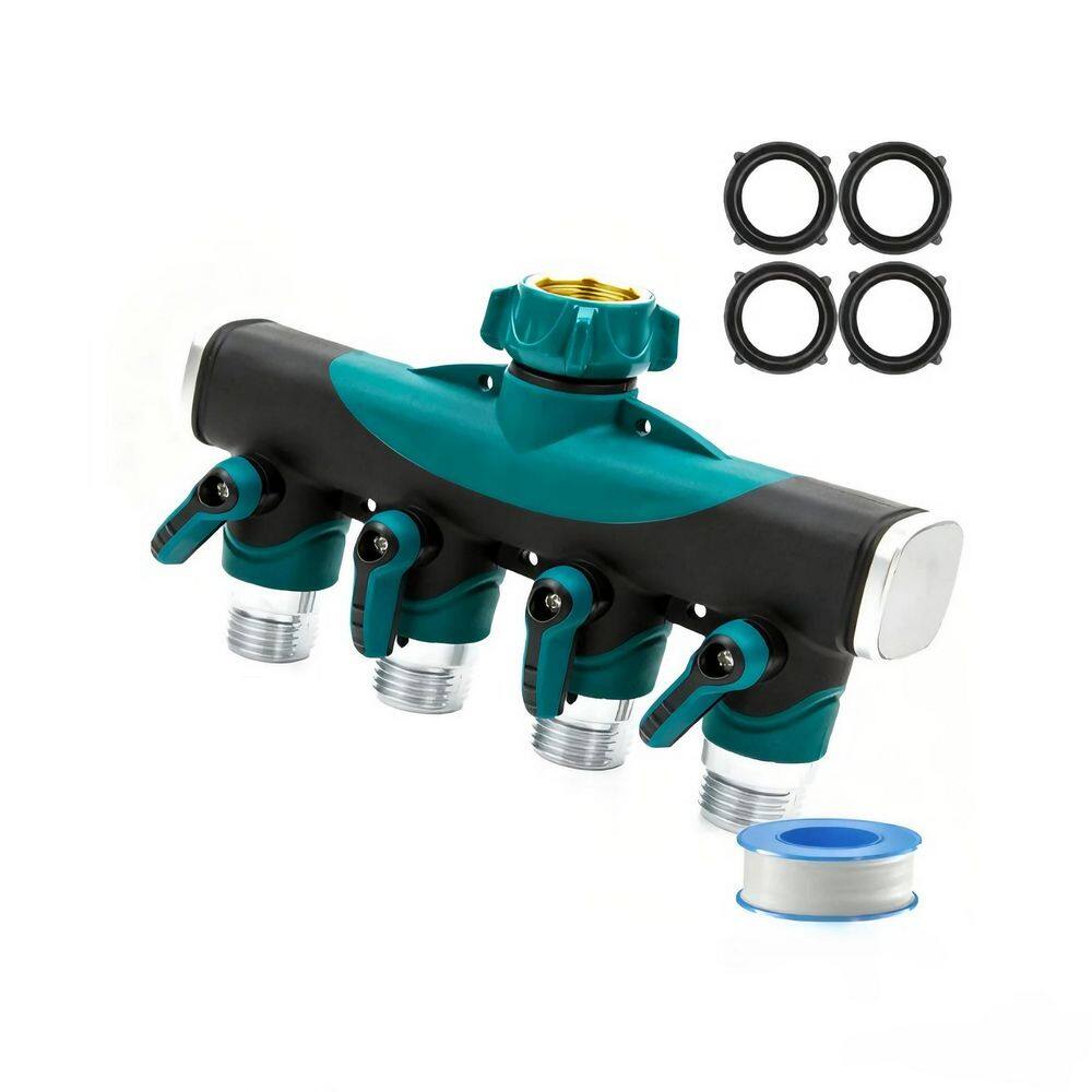 4 Way Hose Splitter, Heavy Duty Water Valve for Spigot Faucet Bib, Four Outlet with On Off Valve price history on PriceWatchPro