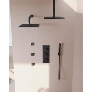 ZenithRain Shower System 8-Spray 12 and 12 in. Dual Ceiling Mount Fixed and Handheld Shower Head 2.5 GPM in Matte Black