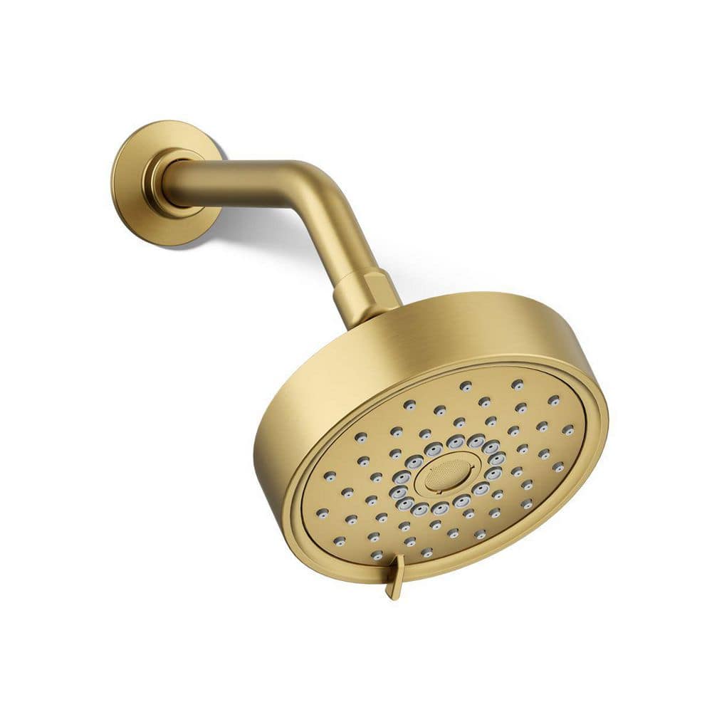 Purist 3-Spray Patterns with 1.75 GPM 5.5 in. Wall Mount Fixed Shower Head in Vibrant Brushed Modern Brass price history on PriceWatchPro