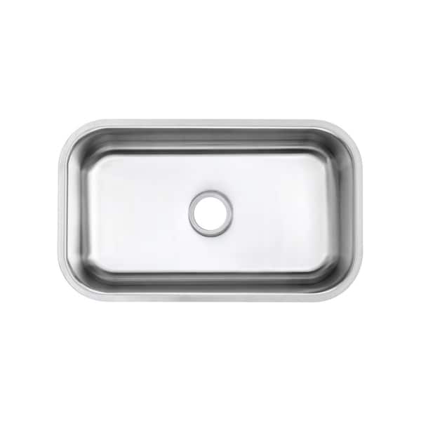 IPT Sink Company Undermount 18-Gauge Stainless Steel 29-3/4 in. 0-Hole Single Bowl Kitchen Sink in Brushed Stainless