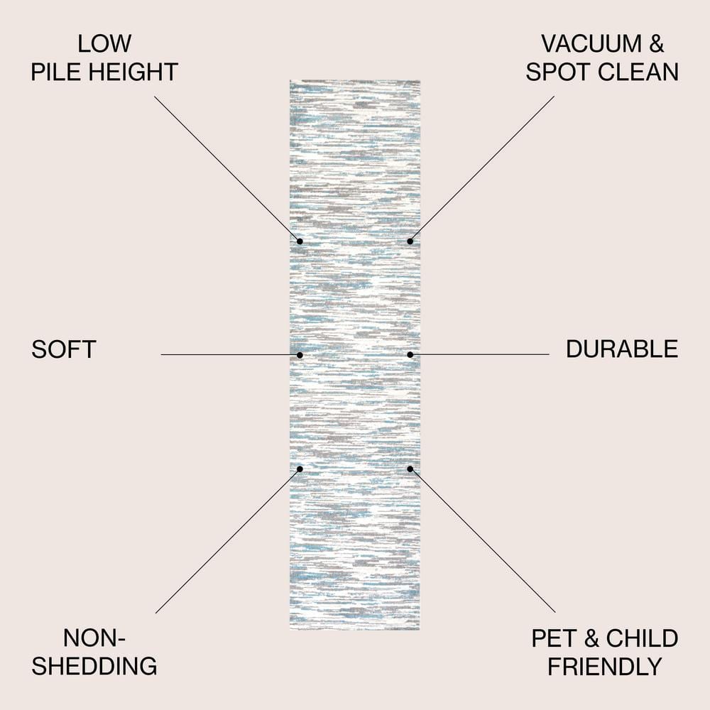 Abstract Linear Stripe Gray Synthetic Area Rug