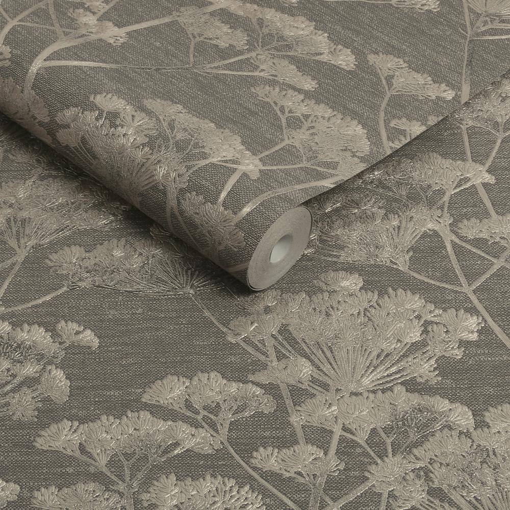 Boutique Indulgence Taupe and Gold Floral Non-Woven Wallpaper