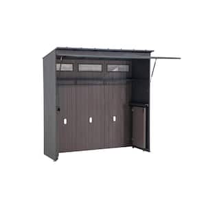 7 ft. x 3 ft. wood grain Stylish Steel Outdoor Kitchen with Easy-Lift Gas Springs and Mesh