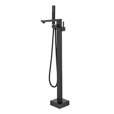 Single Handle Floor Mounted Bath Tub Faucet, Freestanding in Matte Black
