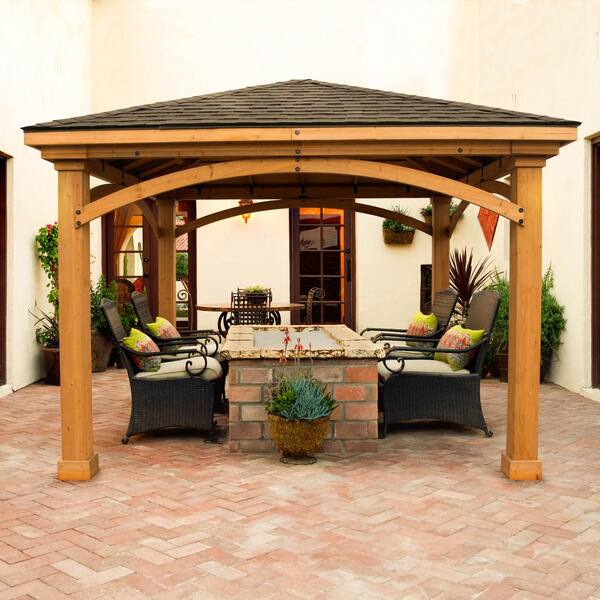 Lawnmaster Naples 12 Ft X Cedar, Covered Patio Kits Home Depot